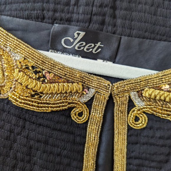 vintage embroidered black jacket gold embroidery hand made golden jeet - Picture 5 of 6